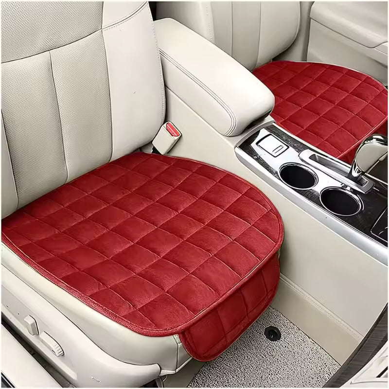 Black Car Seat Cushion,Seat Pad with Non-Slip Rubber Bottom & Storage Pouch,Universal for Vehicle Truck Van SUV Office Chair