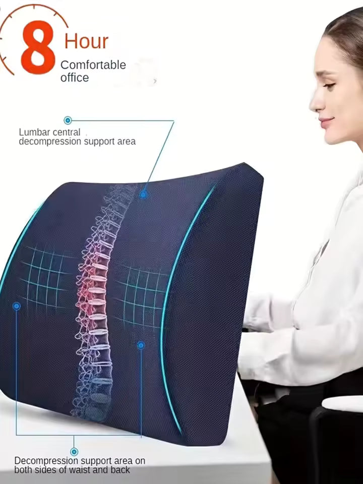 Everlasting Comfort Lumbar Support Pillow for Office Chair - Memory Foam Back Cushion for Chair, Car, Couch - Lumbar Pillow Prom