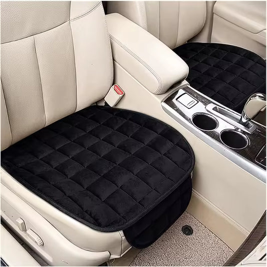 Black Car Seat Cushion,Seat Pad with Non-Slip Rubber Bottom & Storage Pouch,Universal for Vehicle Truck Van SUV Office Chair
