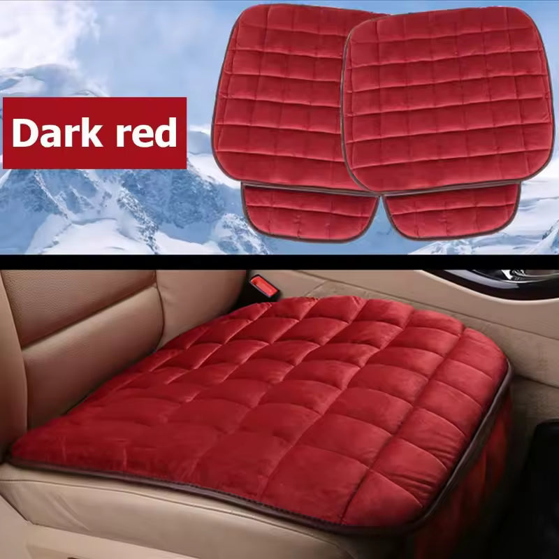 Black Car Seat Cushion,Seat Pad with Non-Slip Rubber Bottom & Storage Pouch,Universal for Vehicle Truck Van SUV Office Chair