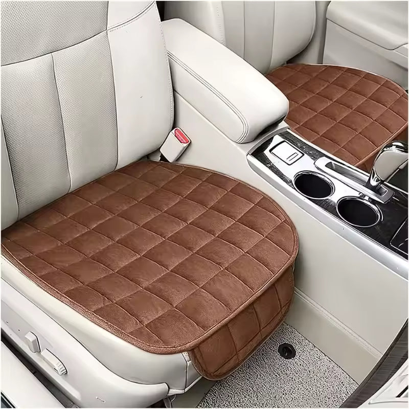 Black Car Seat Cushion,Seat Pad with Non-Slip Rubber Bottom & Storage Pouch,Universal for Vehicle Truck Van SUV Office Chair