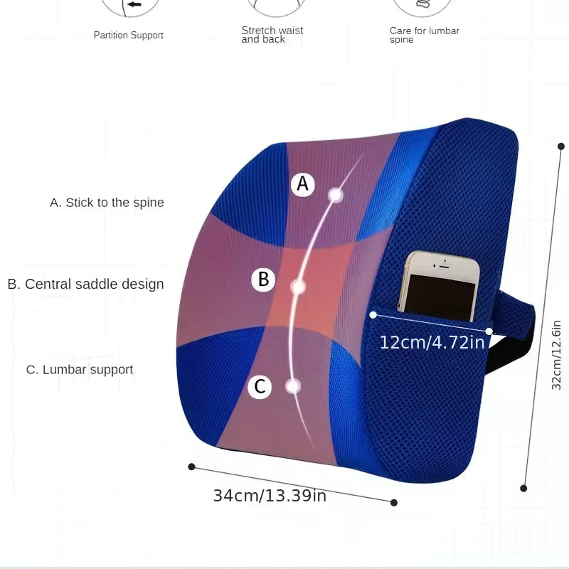 Everlasting Comfort Lumbar Support Pillow for Office Chair - Memory Foam Back Cushion for Chair, Car, Couch - Lumbar Pillow Prom