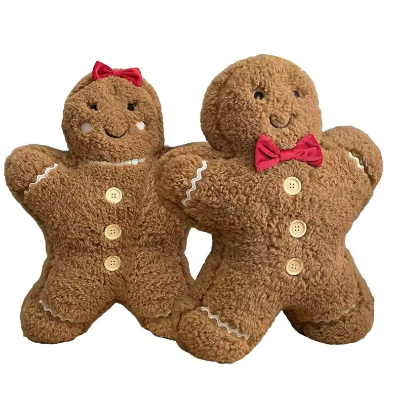 Christmas Decoration Toys Cute Gingerbread Man Plushie Toy Biscuit Man Doll Cartoon Soft Pillow Cushion Home Decor Kids Gift
