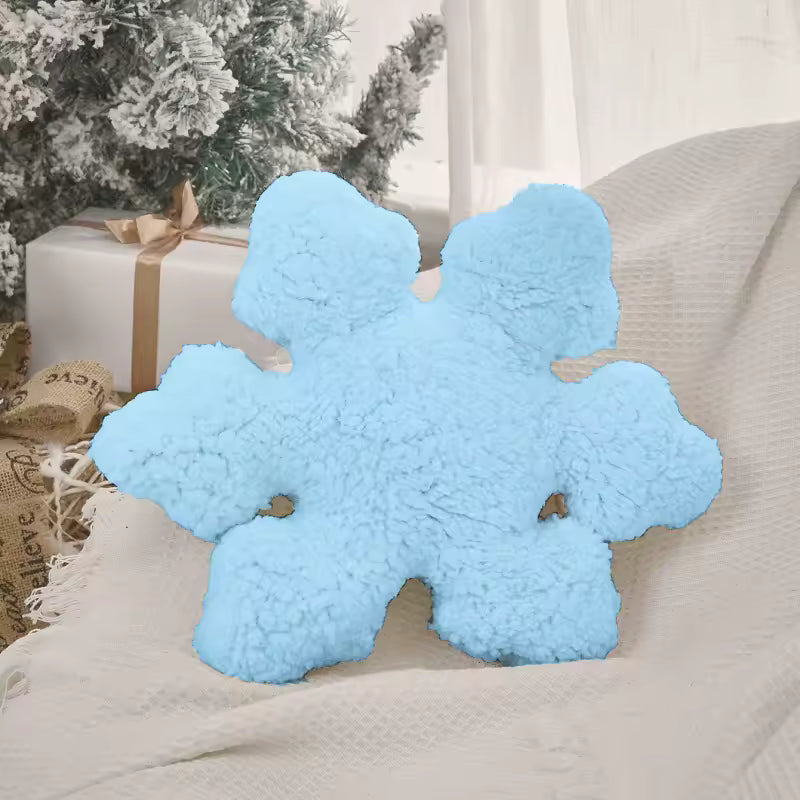 3D Snowflake Decorative Cushion Winter White Snowflake Shape Pillow Christmas Home Holiday Decoration Sofa Cojines for Bedroom
