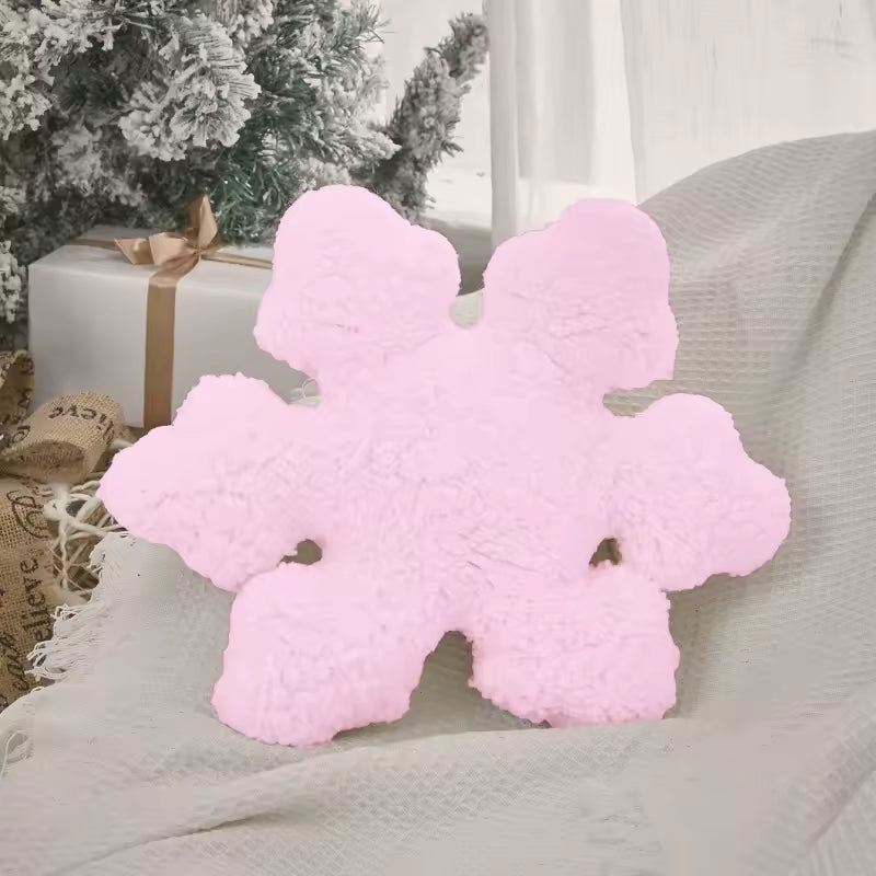3D Snowflake Decorative Cushion Winter White Snowflake Shape Pillow Christmas Home Holiday Decoration Sofa Cojines for Bedroom