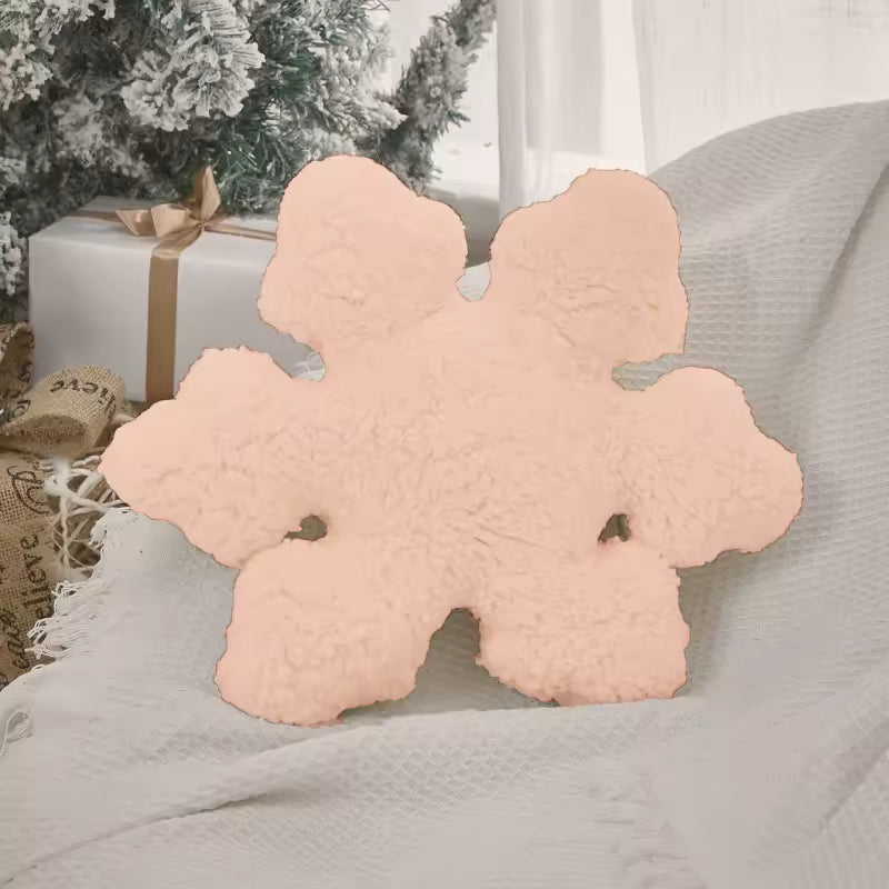 3D Snowflake Decorative Cushion Winter White Snowflake Shape Pillow Christmas Home Holiday Decoration Sofa Cojines for Bedroom