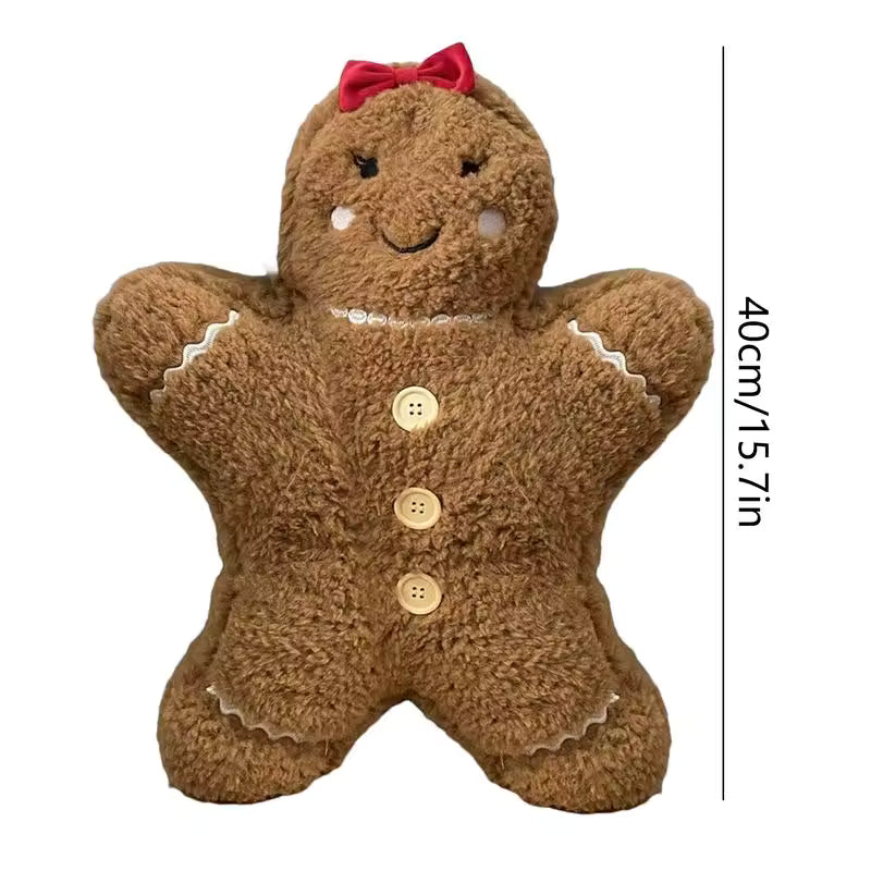 Christmas Decoration Toys Cute Gingerbread Man Plushie Toy Biscuit Man Doll Cartoon Soft Pillow Cushion Home Decor Kids Gift